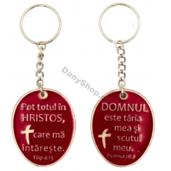 Breloc metalic color, Pot totul -Domnul este taria mea!